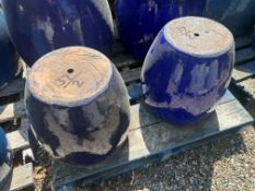 {LOT} (2) Matching Clay Planters 15.5" x 16.5"H(Retails $135 ) Blue