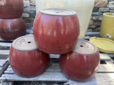 {LOT} (3) 13"x9.5" Clay Planters (Retails $65 Each) RED