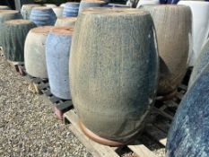 {LOT}(2) Matching Clay Planters 20" x 34"H (Retails NA) Blue Grey