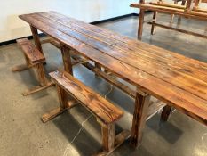 {LOT} (2) 12' x 29" All Wood Communal Dinning Tables w/ Bench's