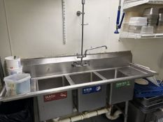 All Stainless Steel 3 Bay Sink w/ T &S Spray
