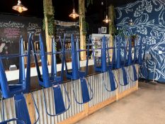 {LOT} (13) Metal Bar Stools (10 Blue, 3 Red)