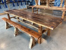 {LOT} (2) 10' x 29" All Wood Communal Dinning Tables w/ Bench's