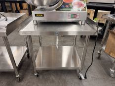 All SS Portable 28"x24"x28" H Table w/ Under Shelf and Back Splash