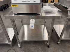 All SS Portable 28"x24"x28" H Table w/ Under Shelf and Back Splash