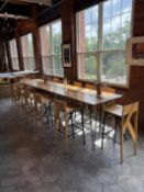 {LOT} Bar Height Table 12' x 32" x 36"H (Table has Some Marker Smudge) and (12) Wood Seat and Back