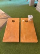 {LOT} (2) Cement Cornhole Boards w/ Bags