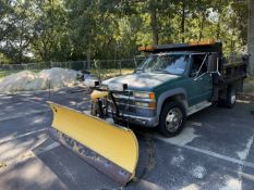 2001 GMC 3500, 6 Wheel Dump Truck with 9' Fisher Plow, Auto Transmission, 8' Bed, Plow Controls,