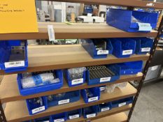 {LOT}(5) Sections of shelving w/ Contents c/o: Hardware, Tubes, Plates, Blocks, Adapters (Inspection
