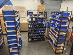 {LOT} (3) Sections of Shelving w/ Asst Components c/o: Couplers, Spacers, Tubes, Valves, Support