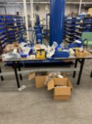 {LOT} Asst Components, Fittings, Wiring, Hardware On Table and Floor (Inspection Urged)