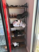 {LOT} Logo'd Women's T-Shirts,  Cups, and Dog Leashes w/ Shelving Unit