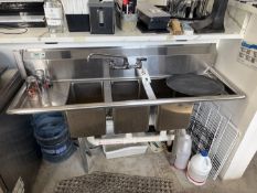 Regency Stainless Steel 3 Compartment Sink 58" x20" x 30"H (Buyer Responsible For Proper