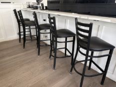 (15) Matching Metal Bar Height, Ladder Back, and Cushioned Seat Bar Stools