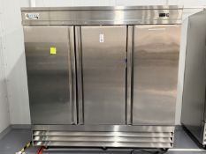 Avantco 3 Door Stainless Steel Portable Self Contained Reach In Refrigerator #178SS3RHC 80"w x 82"H