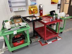 {LOT} (4) Asst. Carts w/ Contents, Lock Out Station, and Safety Manual (Nothing attached to Wall)