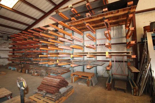 LOT OF IN-PROCESS MATERIAL IN CANTILEVER RACK, STEEL PLATE, 1/2