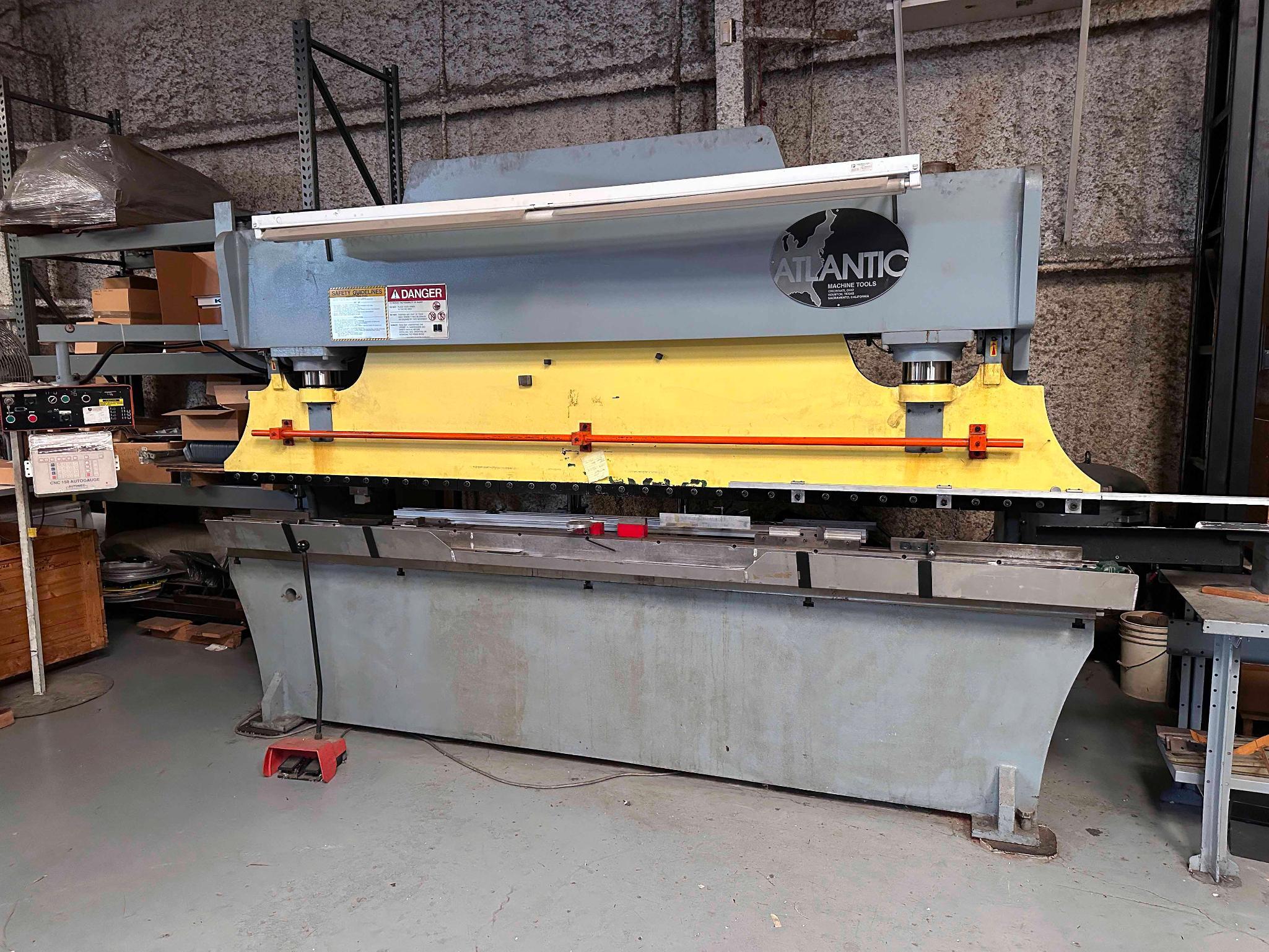 CNC HYDRAULIC PRESS BRAKE, ATLANTIC MDL. HD, 12' x 135 T. cap., CNC back gage, CNC 150 auto gage upd