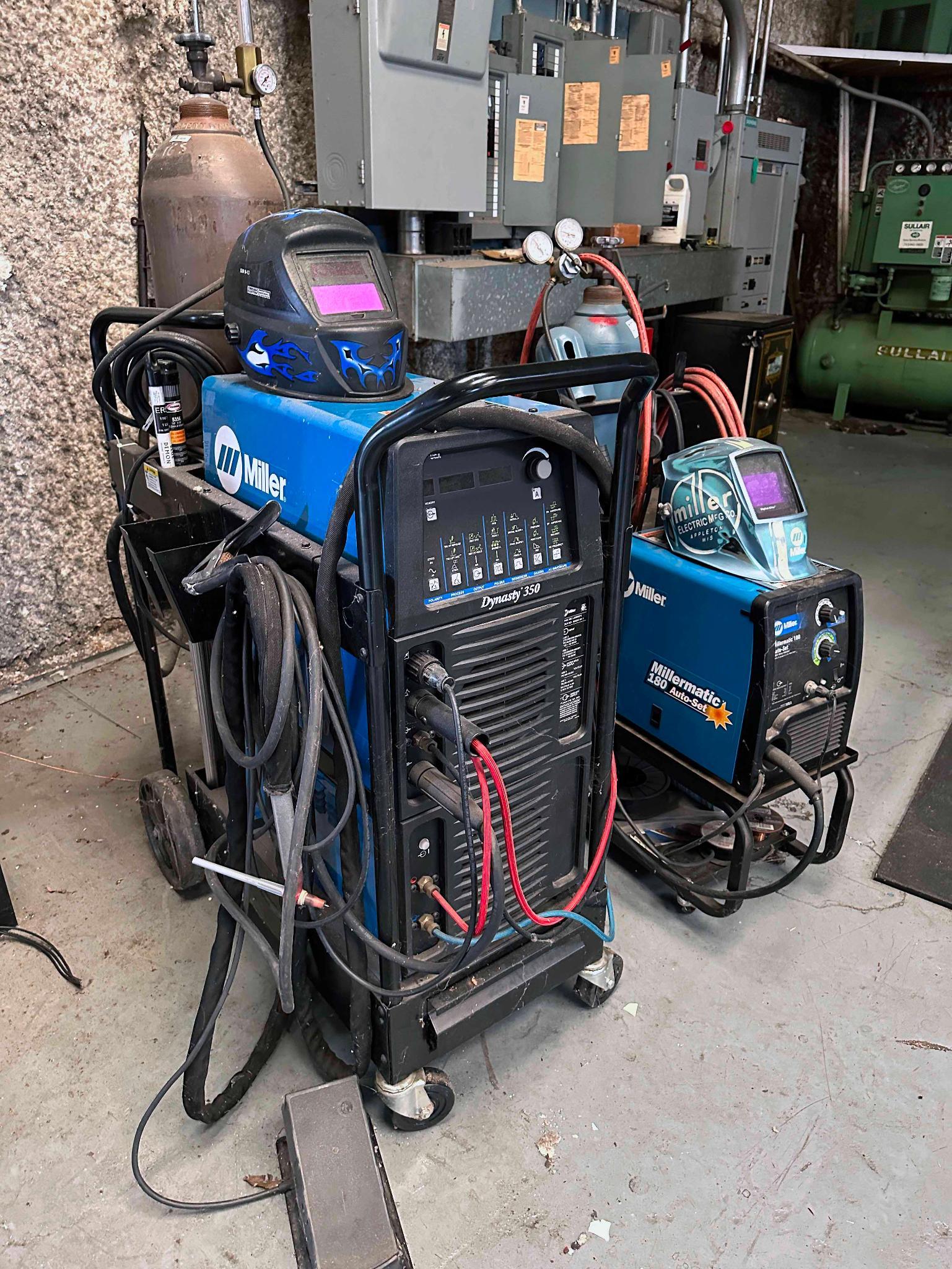 WELDING MACHINE, MILLER DYNASTY 350, S/N LJ23058L, on a cart, w/ accessories