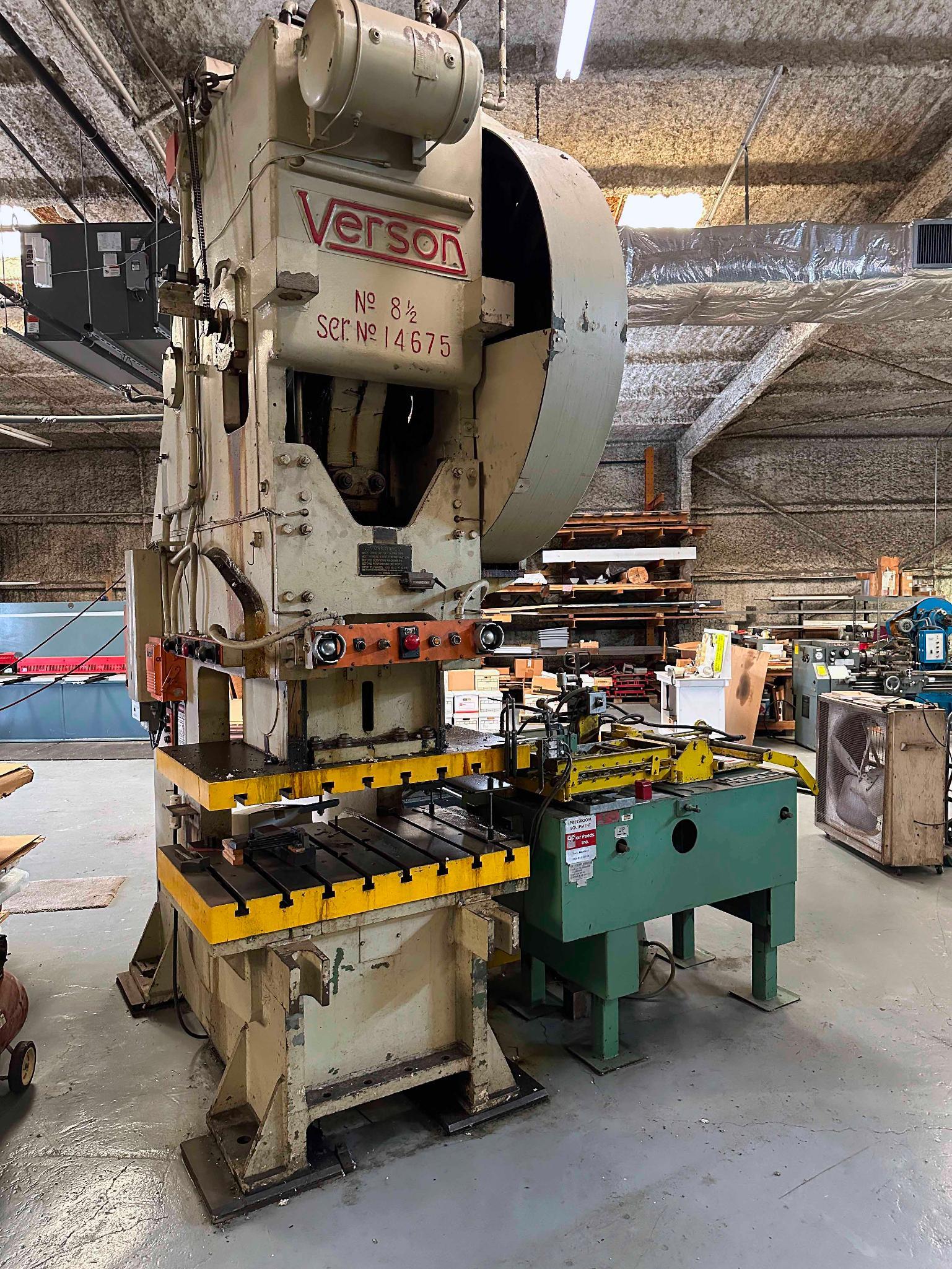 OPEN BACK GAP FRAME PRESS, VERSON MDL. 8-1/2 O.B.G., 150 T. cap., 10" stroke, 23" shut ht., 4" adjus