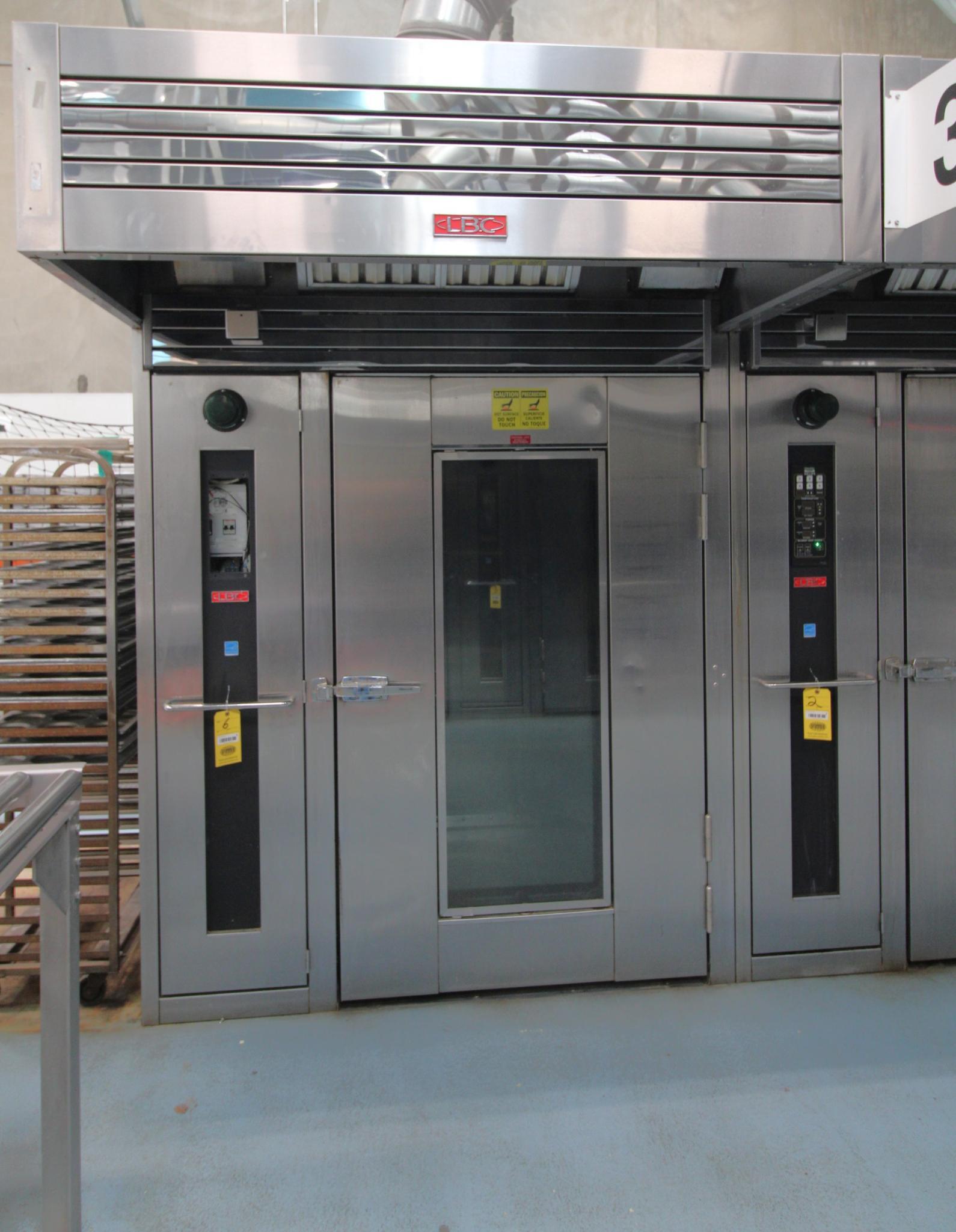 DOUBLE RACK OVEN, LBC BAKERY EQUIPMENT MDL. LRO-2G5, Mfg. 2019, dbl. rack rotating oven used for hig