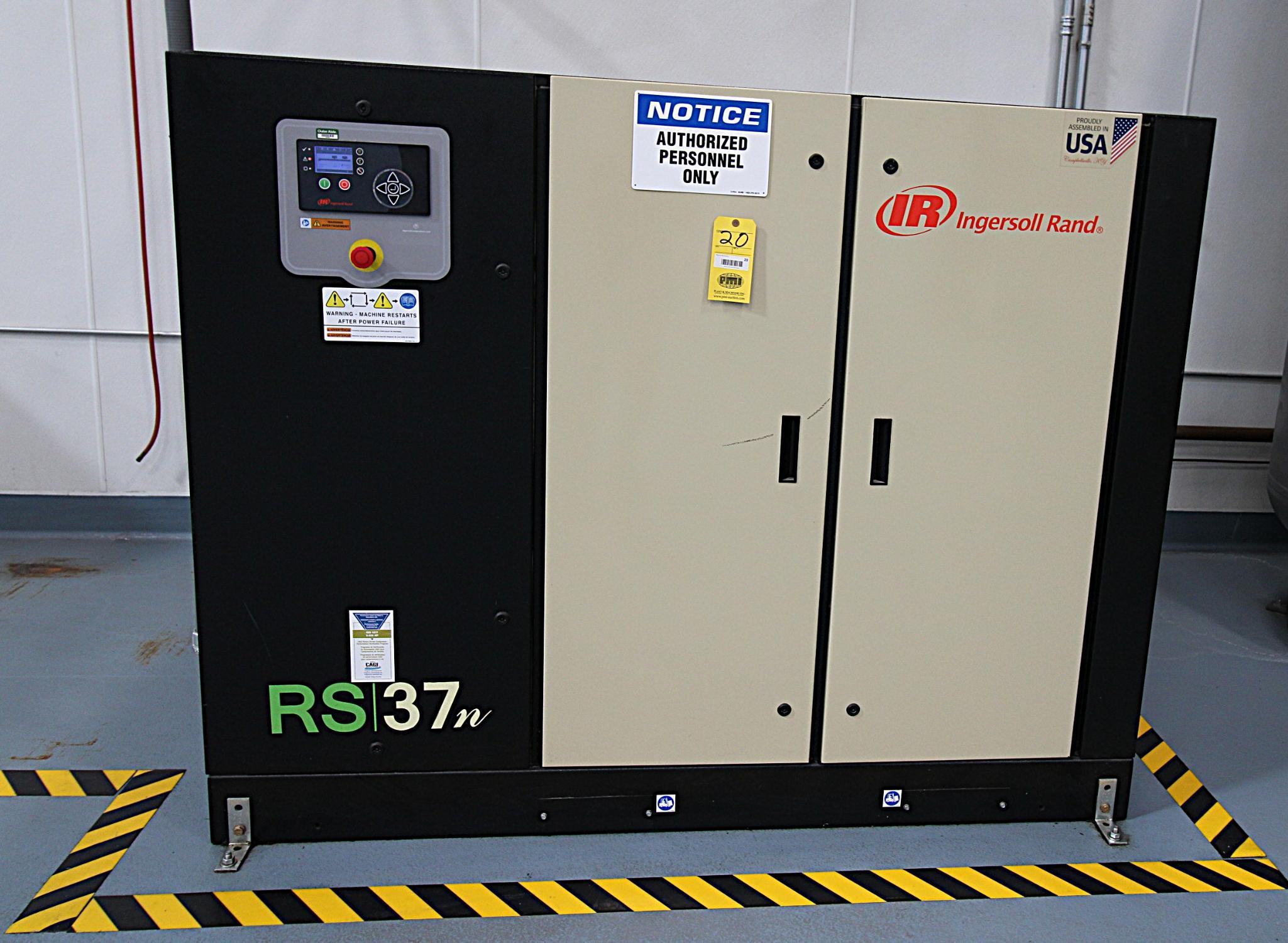 ROTARY AIR COMPRESSOR, INGERSOLL RAND MDL. RS37N-A145, variable spd., 50 HP, 15,733 HOM as of 03/12/