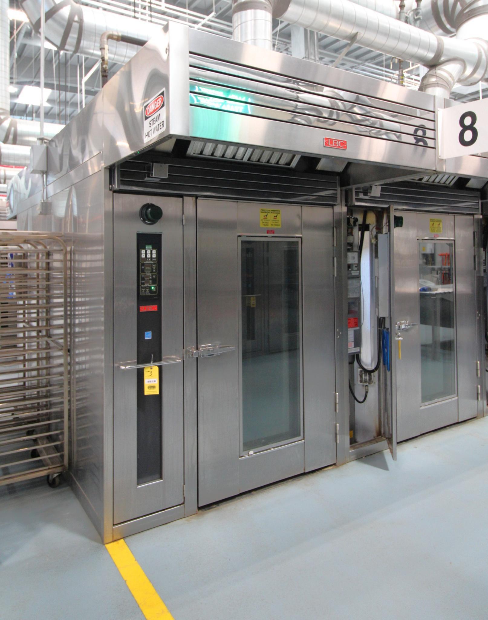 DOUBLE RACK OVEN, LBC BAKERY EQUIPMENT MDL. LRO-2G5, Mfg. 2019, dbl. rack rotating oven used for hig