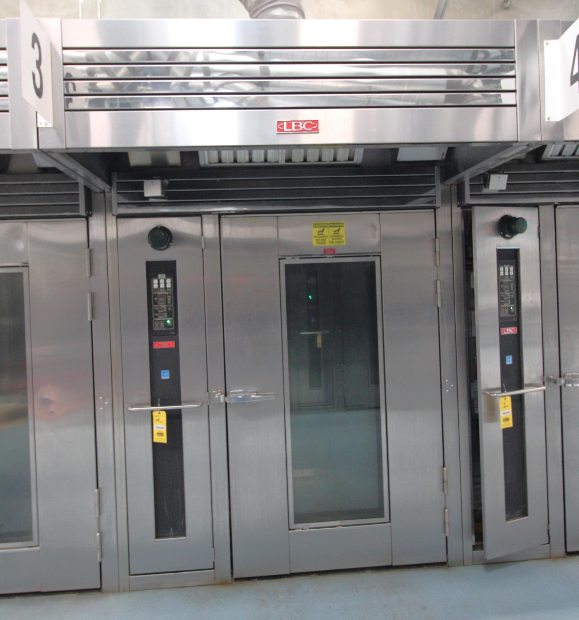 DOUBLE RACK OVEN, LBC BAKERY EQUIPMENT MDL. LRO-2G5, Mfg. 2019, dbl. rack rotating oven used for hig