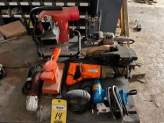 LOT OF ELECTRIC POWER TOOLS: (4) sanders, (1) reciprocating saw, (1) stapler, (1) jig saw, (2) circu