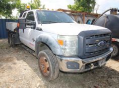 TRUCK, FORD F-550, Mfg. 2015, 4-door extended cab, w/ 9' CM steel flat bed, (2) RKI tool boxes, (2)