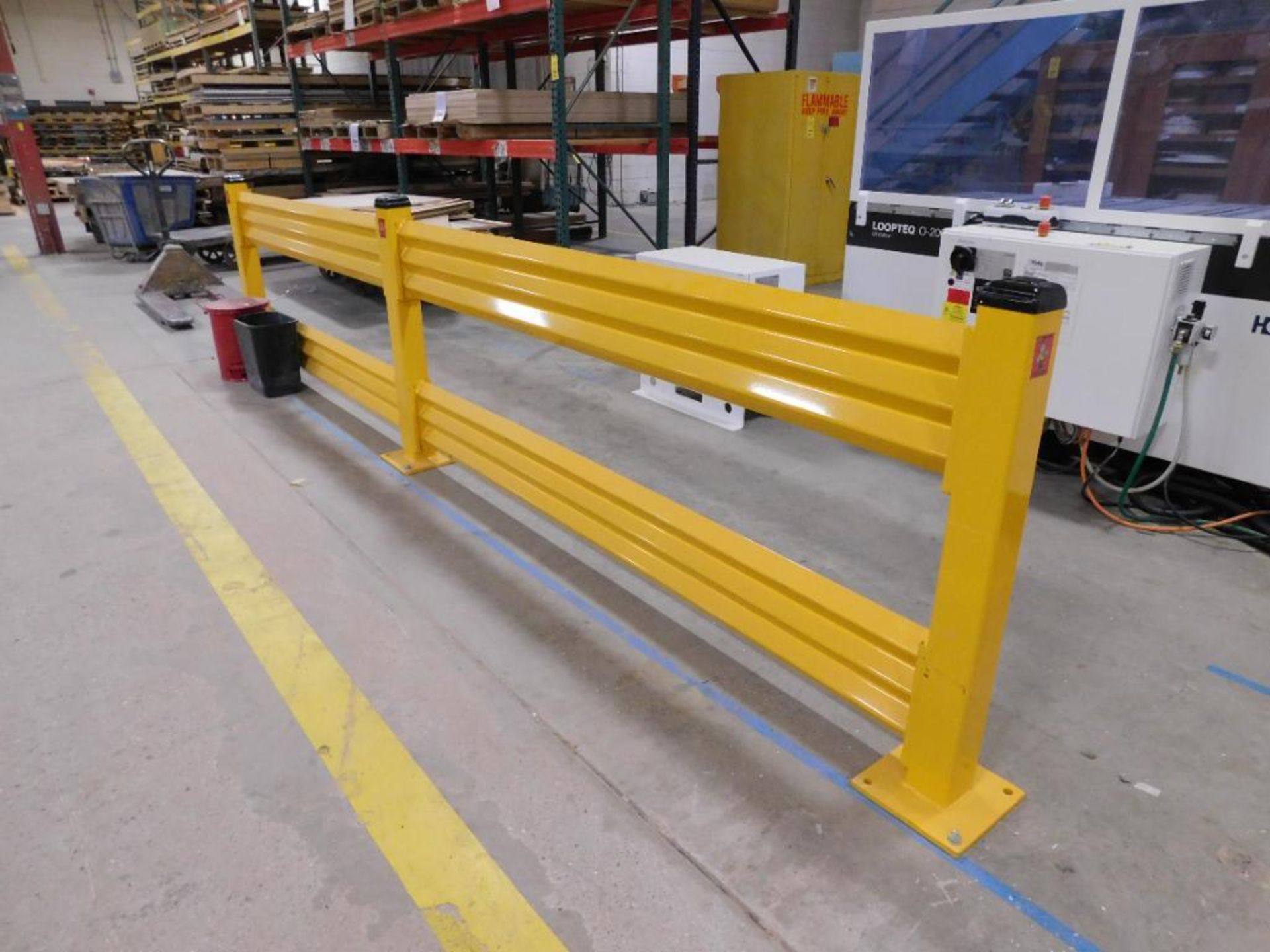 Yellow Safety Guard Rails LOT: (2) Sections 16' L & (1) 9' L of Save Ty Yellow Products Safety ...