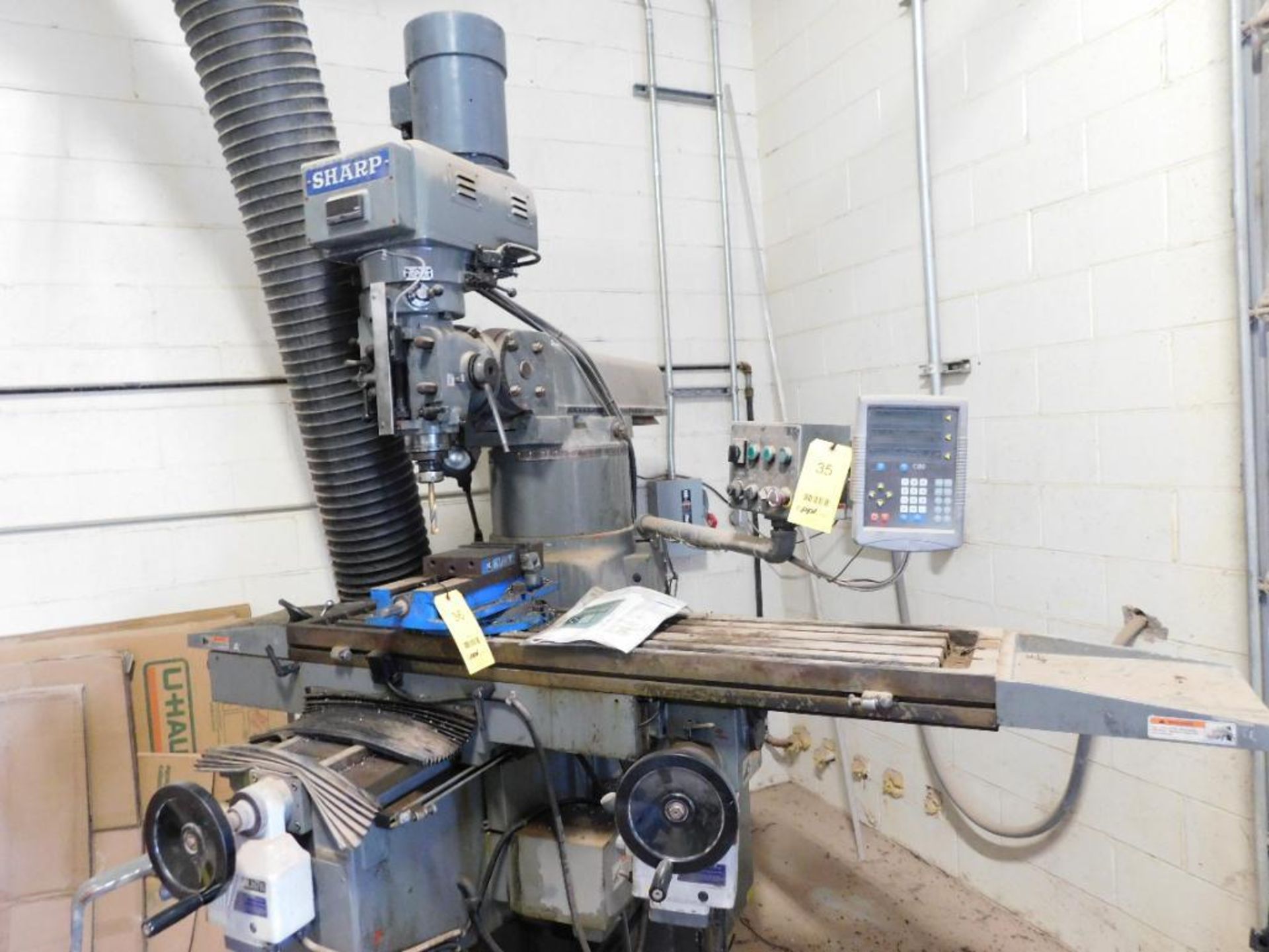Sharp Industries V-1 Vertical Mill, S/N E13250 (2007), 12" x 58" T-Slot ...