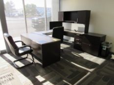 LOT: Executive Office Furniture, Desk, (2) Chairs, Cabinet & Small Round Table (MONITOR NOT INCLUDED