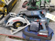 LOT: (1)Bosch 18V Battery Impact Driver, (1) Bosch RS325 Reciprocating Saw, (1) Bosch CS10 7-1/4" Ci