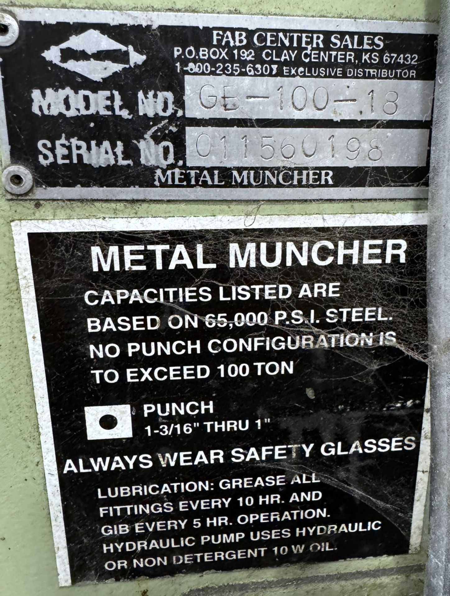 Metal Muncher GB-100-18 Hydraulic Punch, 100 Ton Capacity - Image 7 of 7