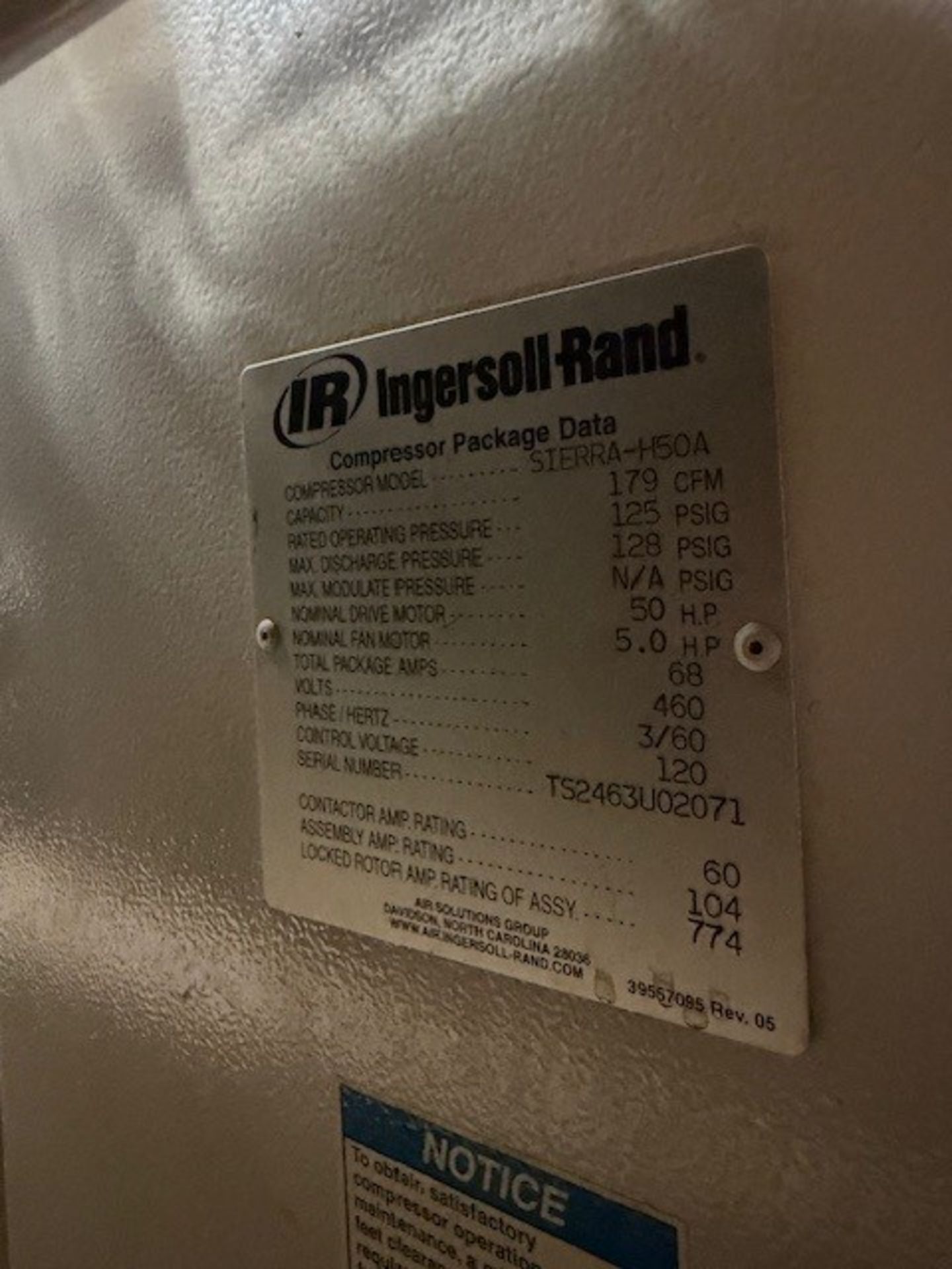 Ingersoll Rand Sierra H50A Air Compressor - Image 6 of 6