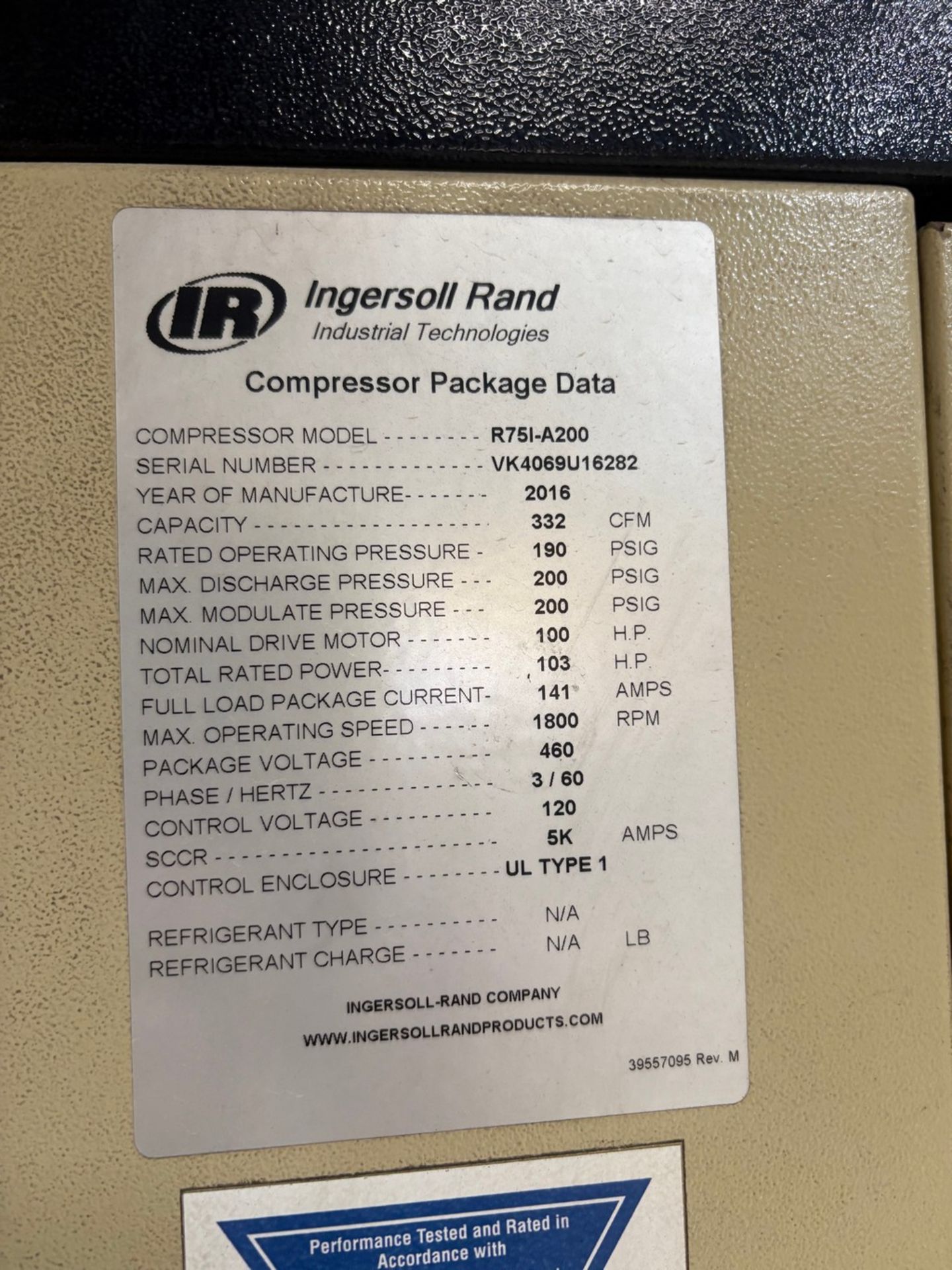 2016 Ingersoll R5I-A200 Rotary Screw Air Compressor with Air Dyer - Image 3 of 8