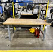 30" x 72" Wood Top Work Table with Sandvick Coromat 50 Taper Changing Fixture