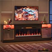 Bestier -70"W Tall Fireplace Tv Stand For Tvs Up To 80" W/ 36"W Fireplace