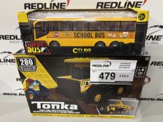 Tonka - Dump Truck Construction Toy & City Bus - School Bus