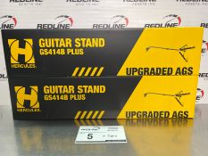 Bundle: Hercules - Gs414B Plus Auto Grip System (Ags) Single Guitar Stand - Qty - (2)