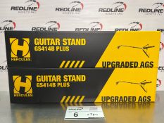 Bundle: Hercules - Gs414B Plus Auto Grip System (Ags) Single Guitar Stand - Qty - (2)