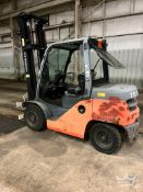 2015 Toyota 8FD35U 8,000lb. Straight Mast Diesel Fork Lift