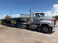 1997 Mack CH613 T/A Wet Kit Day Cab Truck Tractor with Tri-Axle RGN and T/A Flatbed Trailer