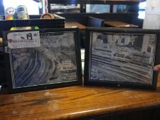 Lot (2) 9 1/2" x 12" Framed Black and White Photographs Aerial View