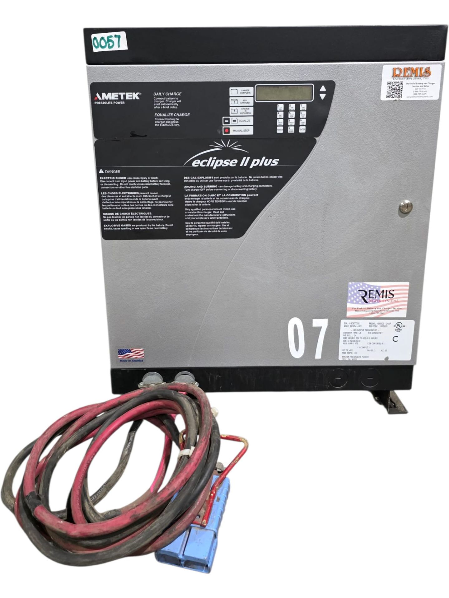 Ametek Eclipse II Forklift Battery Charger Input: 480v 3ph Output: 12/24/36/48v 170a - Image 2 of 3