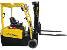 2019 Hyster 3,500lbs Capacity 3-wheel Electric Forklift 48V 192" lift and height sideshift 3-STAGE
