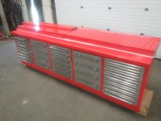 Lista Style 30 Drawer Bench Heavy Duty Cabinet with Stainless Steel drawers 90" long