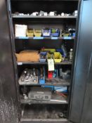 (Lot) Storage Cabinet w/ Assorted Size Drills