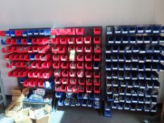 (Lot) Storage Bins w/ Rack & Misc. Hardware